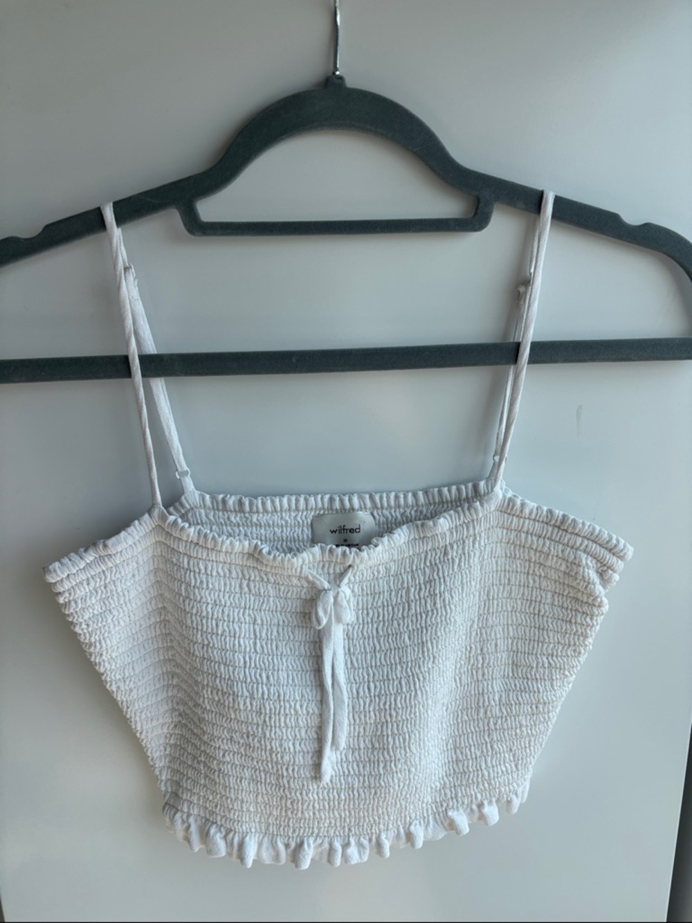 Wilfred White Smocked Cropped Cami with Tie